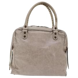 Balenciaga-BALENCIAGA The Mini Bowling Bag Bolso de mano Cuero Gris Auth yk7979-Gris