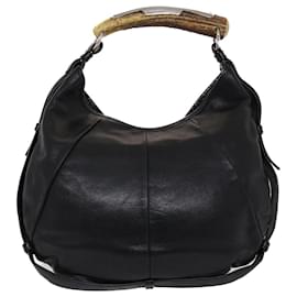 Saint Laurent-SAINT LAURENT Mombasa Shoulder Bag Leather Black Auth yk8018b-Black