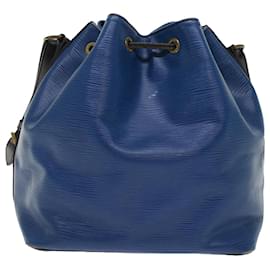 Louis Vuitton-LOUIS VUITTON Epi Petit Noe Shoulder Bag Bicolor Black Blue M44152 auth 48974-Black,Blue