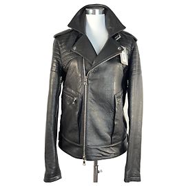 Balmain Leather Biker Jacket Black