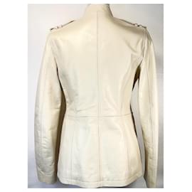 Yves Saint Laurent-Yves Saint  Laurent  White Leather Officer’s Coat-White