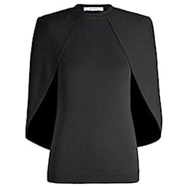 Givenchy-GIVENCHY Top de malha elástica com efeito capa em preto-Preto