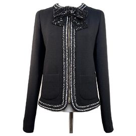 Giambattista Valli Wollkrepp,  Jacke Schwarz