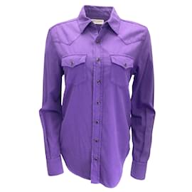 Saint Laurent-Saint Laurent Purple Classic Western Shirt-Purple