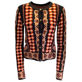 Alaïa Alaia Schwarz / Roter, mehrfarbiger, geometrischer Jacquard-Strickpullover Schwarz