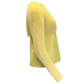 Sacai-Sacai Mustard Yellow / Gold Buttoned Mohair and Wool Cardigan and Tank Top Set-Yellow