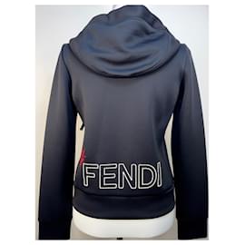 Fendi-Fendi Karlito Scuba Zipped Hoodie-Black