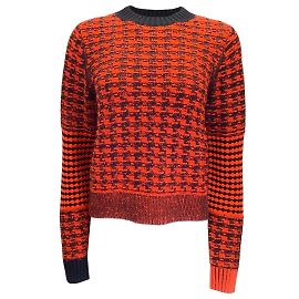 Victoria Beckham Rot / Marineblauer Pullover mit Rundhalsausschnitt und kontrastierendem Ellenbogenaufnäher Rot