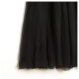 Chanel-Haute Couture Maxi aus schwarzem Seidenchiffon FR34-Schwarz