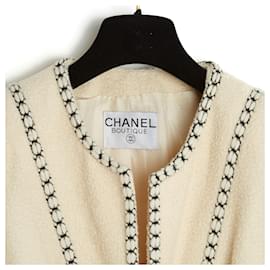 Chanel-93A ecru wool jacket fr38-Écru