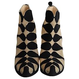 Christian Louboutin-Christian Louboutin Circus Mesh Cutout Ankle Boots in Black Suede-Black
