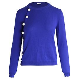 Suéter Altuzarra Minamoto com enfeites de pérolas em lã Merino azul Azul
