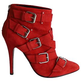 Botines Giuseppe Zanotti x Balmain en ante rojo Roja