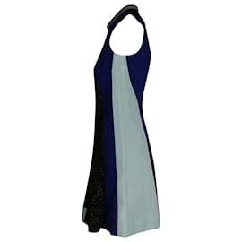 Proenza Schouler-Proenza Schouler Leder-Patchwork-Kleid in blauem Vissose-Blau