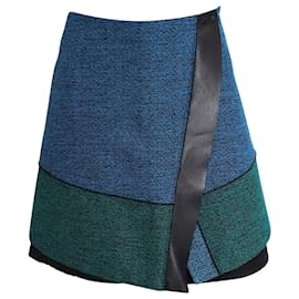 Proenza Schouler-Proenza Schouler Leather Trimmed Mini Skirt in Multicolor Polyester-Multiple colors