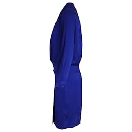 Diane Von Furstenberg-Diane Von Furstenberg Vestido envelope em seda azul-Azul