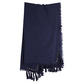 Sciarpa Chloé con nappe e decori con occhielli in lana blu navy Blu Blu navy