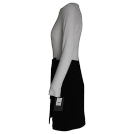 Roland Mouret-Roland Mouret Two-Tone Dress in White Wool-White