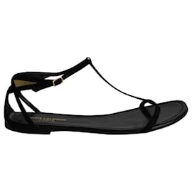 Saint Laurent-Saint Laurent Ankle Strap Sandals in Black Suede-Black