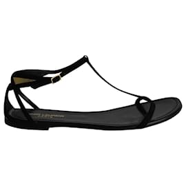 Saint Laurent-Sandalias con tira al tobillo Saint Laurent en ante negro-Negro