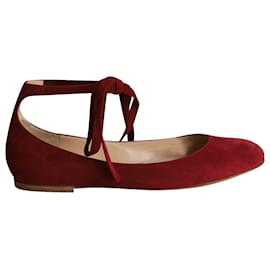 Gianvito Rossi-Gianvito Rossi Carla Lace-up Flats in Red Suede-Red