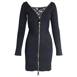 Minivestido com inserção de renda Temperley London em seda preta Preto