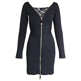 Temperley London-Temperley London Lace Insert Mini Dress in Black Silk-Black