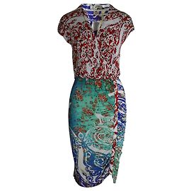 Robe froncée imprimée Etro en viscose multicolore Multicolore