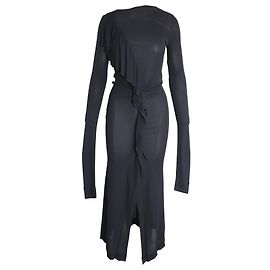 Jean Paul Gaultier Rüschen-Midikleid aus schwarzem Viskose Schwarz