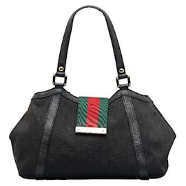 Gucci-Bolso de hombro para mujer nuevo de lona GG 233610-Negro