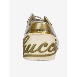 Gucci-Goldene, glitzernde Logo-Sneaker mit Schriftzug – Größe EU 37.5-Golden