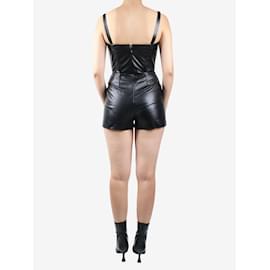 Christian Dior-Black leather corset playsuit - size UK 10-Black