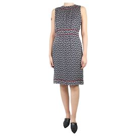 Chanel Multi round-neckline floral silk dress - size UK 12 Multiple colors