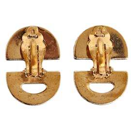 Céline-Celine Gold Gold-Tone Clip On Earrings-Golden