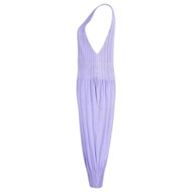 Issey Miyake-Issey Miyake Pleats Please Fluffy Micro-check Pleated Jumpsuit in Purple Polyester-Purple