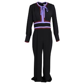 Tuta a maniche lunghe Elkie di Diane von Furstenberg in seta nera Nero