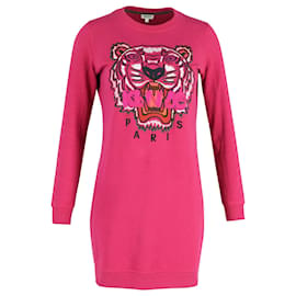 Kenzo-Kenzo Tiger Logo Sweater Dress in Pink Cotton-Pink
