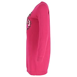 Kenzo-Vestido estilo suéter con logo superior de Kenzo en algodón rosa-Rosa