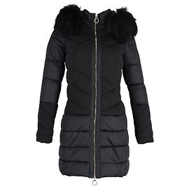Pinko Quilted Long Coat in Black Polyamide  Black