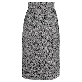 Dolce & Gabbana-Dolce & Gabbana Falda lápiz midi de espiguilla en gris Laine-Gris