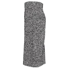 Dolce & Gabbana-Dolce & Gabbana Herringbone Midi Pencil Skirt in Grey Laine-Grey