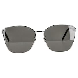 Saint Laurent-Saint Laurent SL M98 004 Square Sunglasses in Silver Metal-Silvery,Metallic