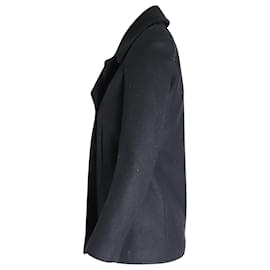 Saint Laurent-Saint Laurent Double-Breasted Short Coat in Black Wool-Black