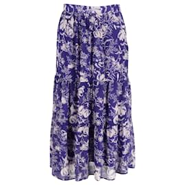 Ba&Sh-Ba&sh Uria Floral Print Tiered Skirt In Purple Polyester-Purple