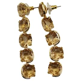 Swarovski-Boucles d'oreilles pendantes taille coussin Swarovski Harmonia en cristal jaune-Jaune
