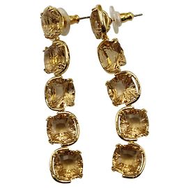 Brincos Swarovski Harmonia com corte almofadado em cristal amarelo Amarelo