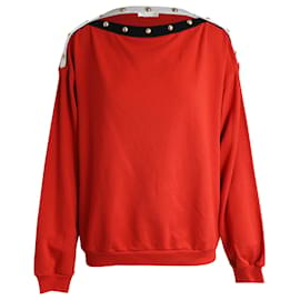 Philosophy di Lorenzo Serafini-Philosophy di Lorenzo Serafini Embellished Sweatshirt in Red Cotton-Red