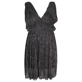 Maje Sleeveless V-Neck Romper in Metallic Black Polyester Black