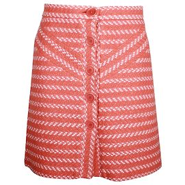 Maje Button-Front A-Line Skirt in Orange Acrylic Orange