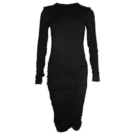 Ba&Sh-Ba&sh Ruched Bodycon Dress in Black Viscose-Black